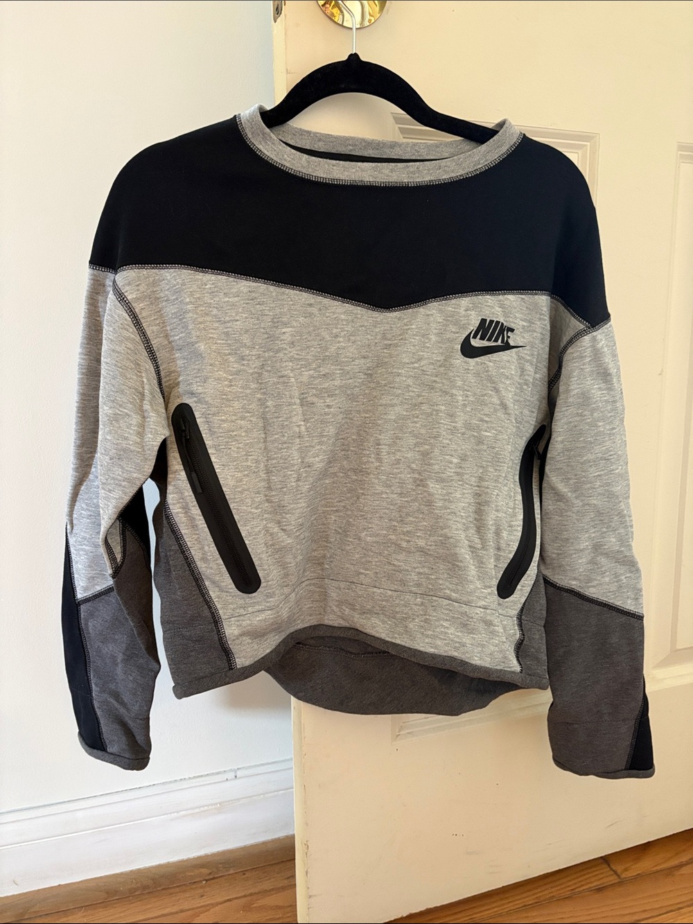 Nike x Soulcycle Gray and Black Colorblock Pullover Sweatshirt
